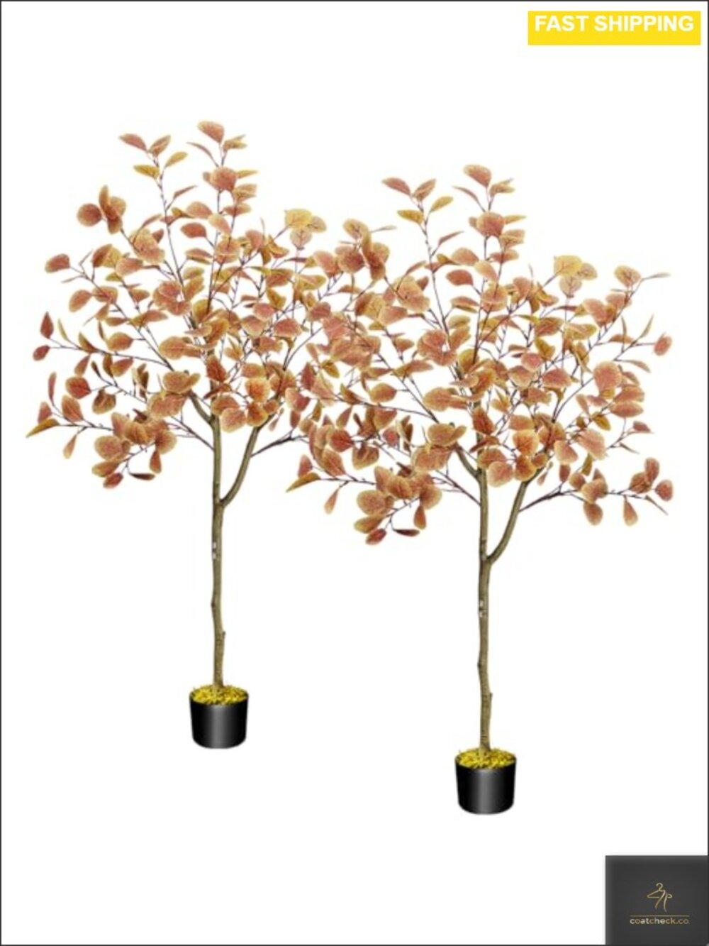 5FT Artificial Fall Eucalyptus Trees 2pcs Autumn Porch Decor